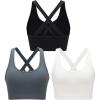 RUNNING GIRL Sports Bras for Women High Support,High Impact Sports Bra for Women Crisscross Back with Removable Pads(1-black+grey+white)