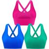 RUNNING GIRL Sports Bras for Women High Support,High Impact Sports Bra for Women Crisscross Back with Removable Pads(3-blue+pink+green)