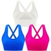 RUNNING GIRL Sports Bras for Women High Support,High Impact Sports Bra for Women Crisscross Back with Removable Pads(3-pink+white+blue)
