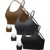 RUNNING GIRL Sports Bras for Women,Sexy Crisscross Back Seamless Padded Sports Bra Medium Support with Removable Pads(A-black+grey+brown)