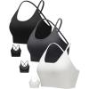 RUNNING GIRL Sports Bras for Women,Sexy Crisscross Back Seamless Padded Sports Bra Medium Support with Removable Pads(A-black+grey+white)