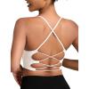 RUNNING GIRL Sports Bras for Women,Sexy Crisscross Back Seamless Padded Sports Bra Medium Support with Removable Pads(A-white)