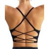 RUNNING GIRL Sports Bras for Women,Sexy Crisscross Back Seamless Padded Sports Bra Medium Support with Removable Pads(Black)