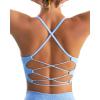 RUNNING GIRL Sports Bras for Women,Sexy Crisscross Back Seamless Padded Sports Bra Medium Support with Removable Pads(Blue)