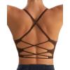 RUNNING GIRL Sports Bras for Women,Sexy Crisscross Back Seamless Padded Sports Bra Medium Support with Removable Pads(Brown)