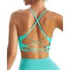 RUNNING GIRL Sports Bras for Women,Sexy Crisscross Back Seamless Padded Sports Bra Medium Support with Removable Pads(Electric Green)