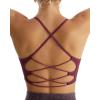 RUNNING GIRL Sports Bras for Women,Sexy Crisscross Back Seamless Padded Sports Bra Medium Support with Removable Pads(Wine Red)