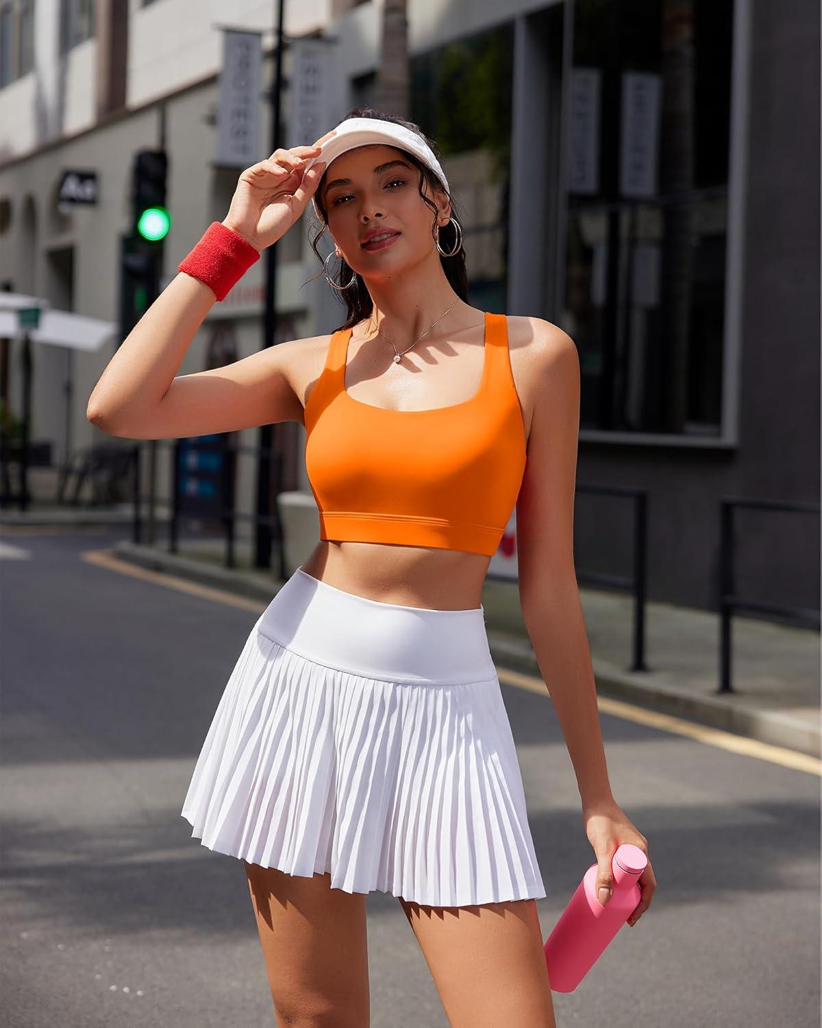 imageRUNNING GIRL High Impact Sports Bras for Women High Support Running Sports Bra Moulded Cup Strappy Sports BrasUorange