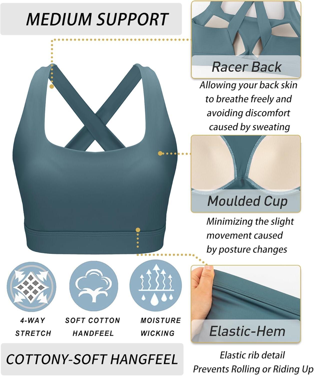 imageRUNNING GIRL High Impact Sports Bras for Women High Support Running Strappy Womens Sports Bra with Sewn in PadsXgreyish Green