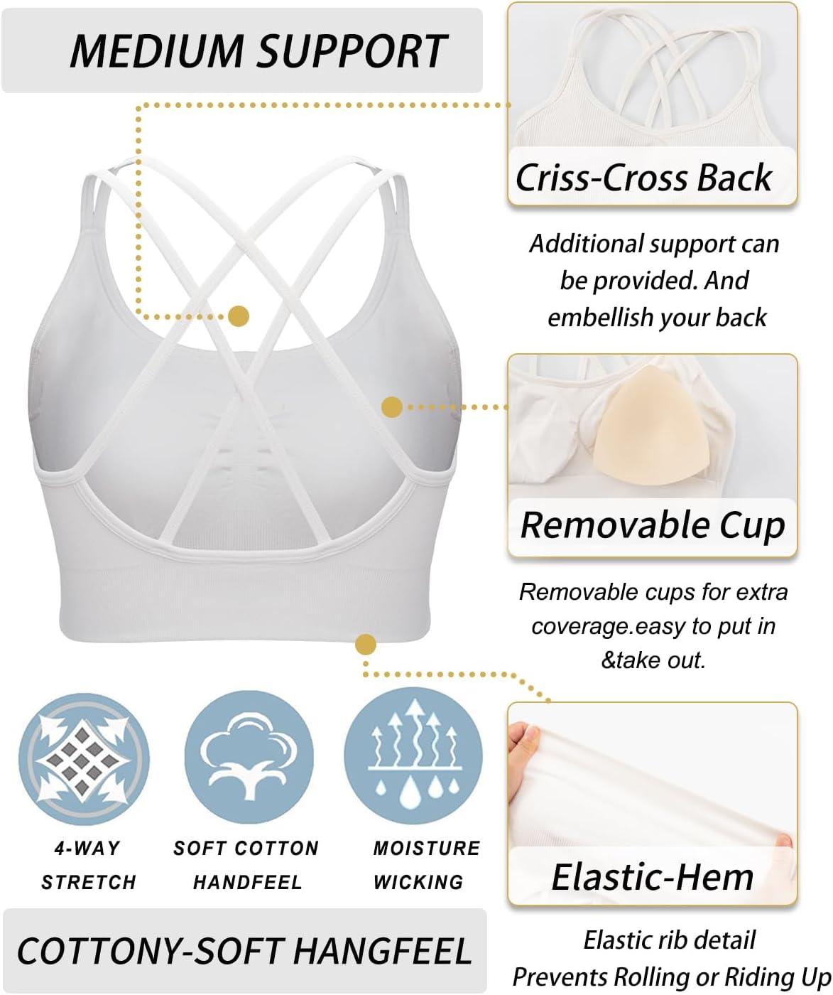 imageRUNNING GIRL Sports Bra for Women High Support CrissCross Back Padded Strappy Sports Bras Yoga Bra with Removable Cups2white