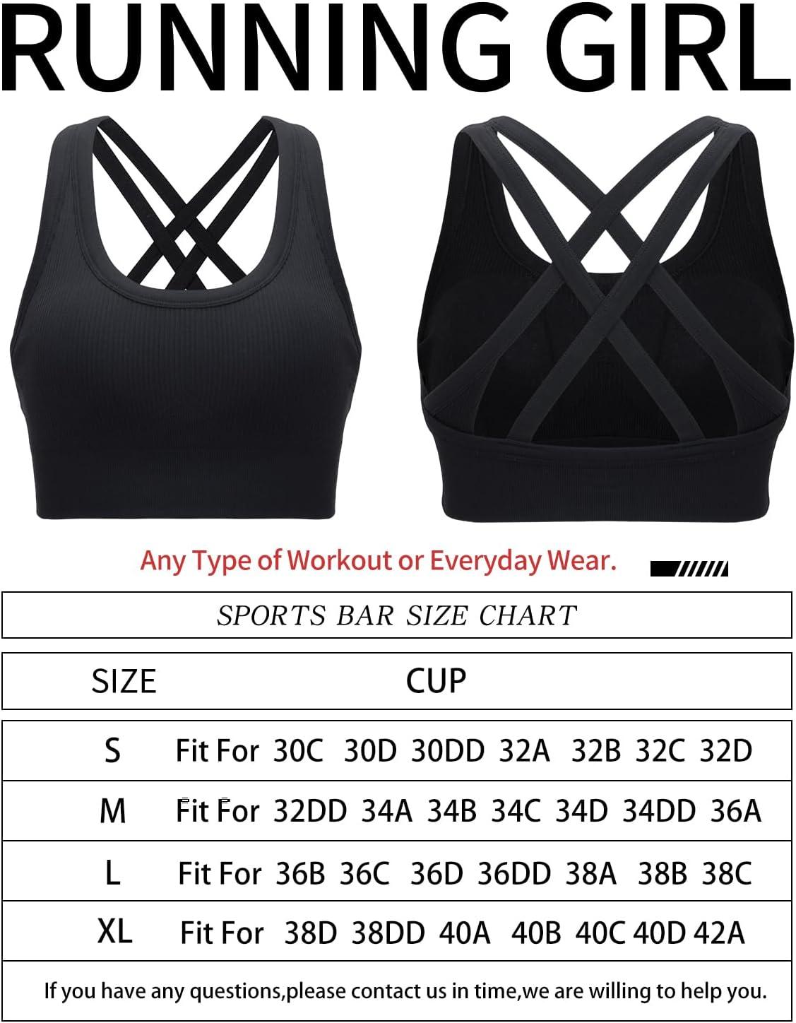 imageRUNNING GIRL Sports Bra for Women High Support CrissCross Back Padded Strappy Sports Bras Yoga Bra with Removable CupsBlack