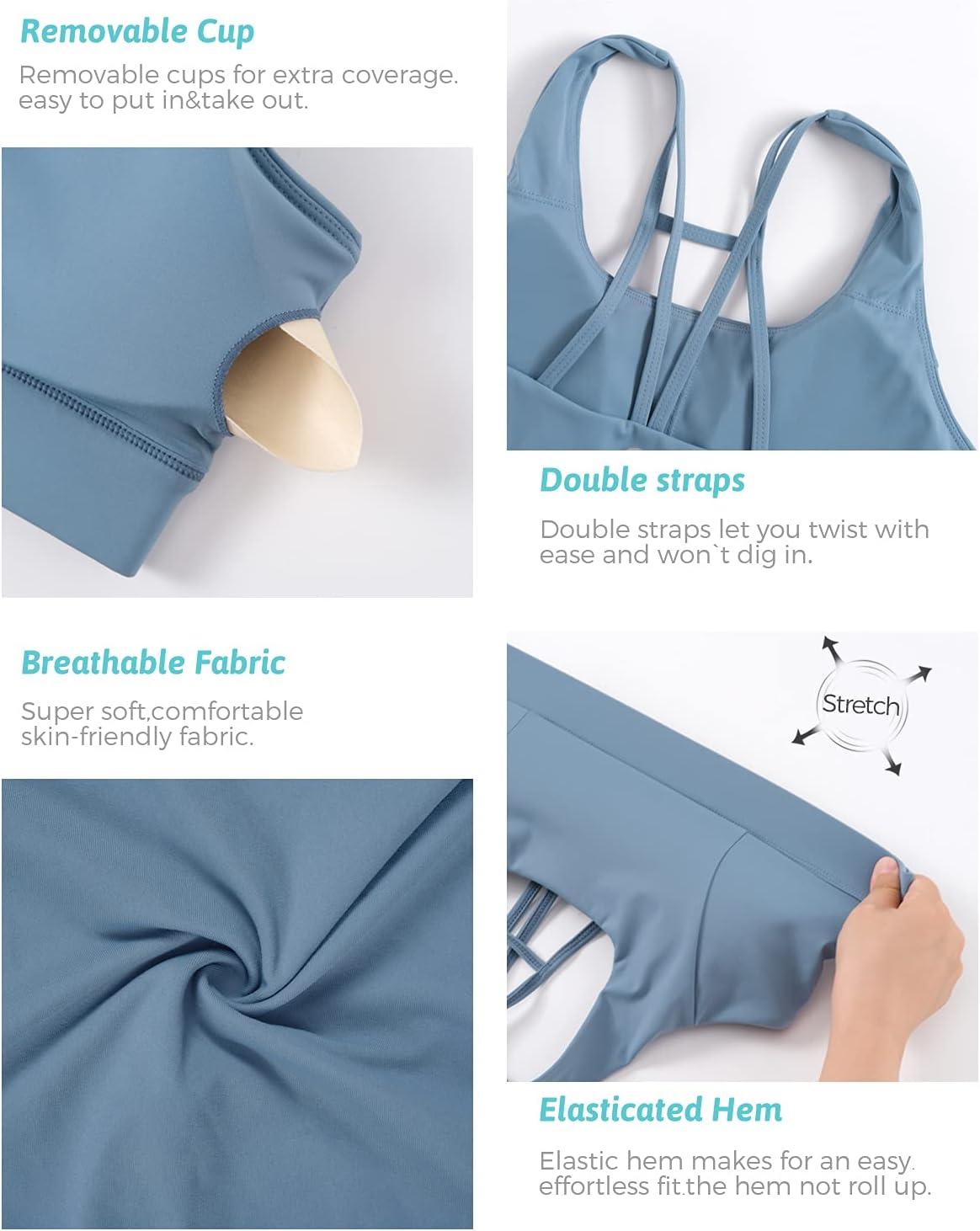 imageRUNNING GIRL Sports Bra for Women High Support CrissCross Back Padded Strappy Sports Bras Yoga Bra with Removable CupsBlue