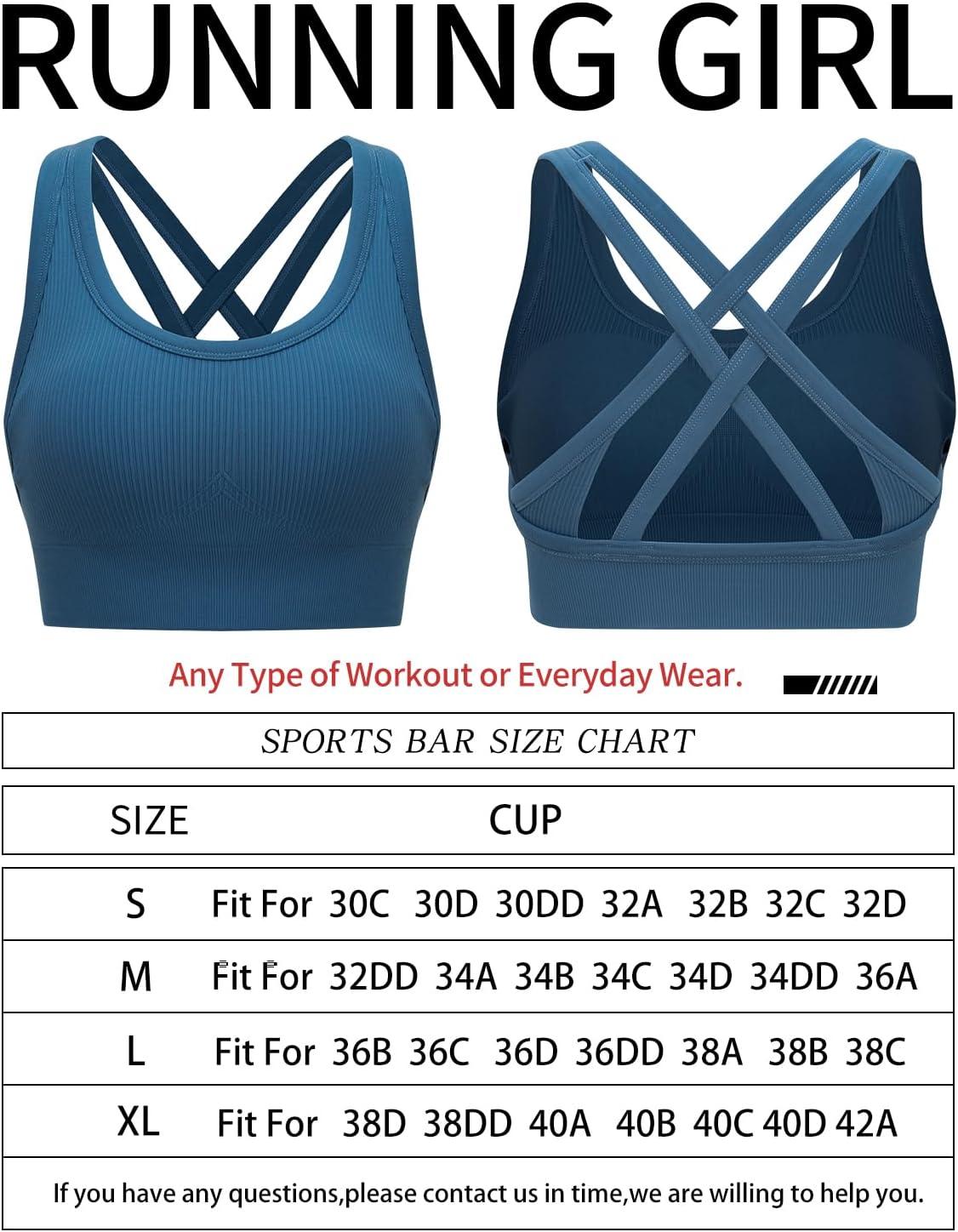imageRUNNING GIRL Sports Bra for Women High Support CrissCross Back Padded Strappy Sports Bras Yoga Bra with Removable CupsDark Blue