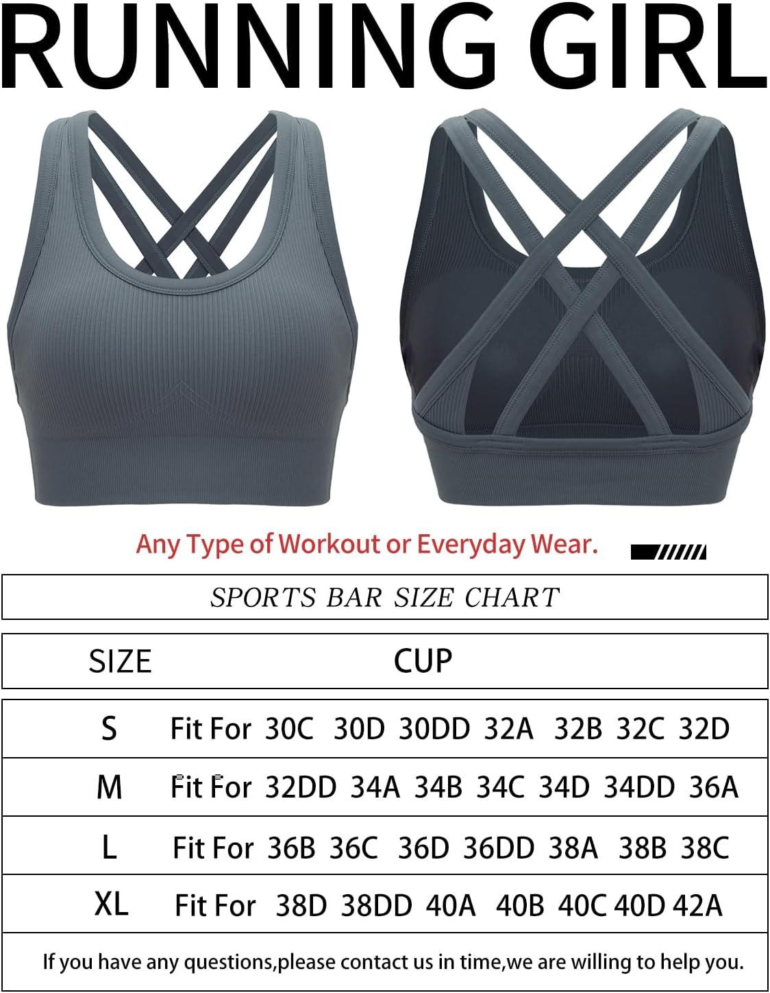 imageRUNNING GIRL Sports Bra for Women High Support CrissCross Back Padded Strappy Sports Bras Yoga Bra with Removable CupsGrey