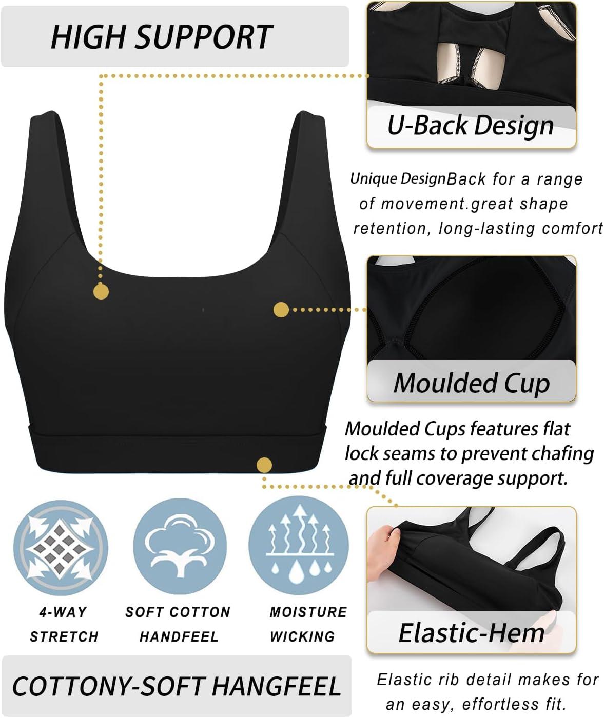 imageRUNNING GIRL Sports Bra for Women High Support Molded Cup High Impact Sports Bras with Sewn in PadsAblack