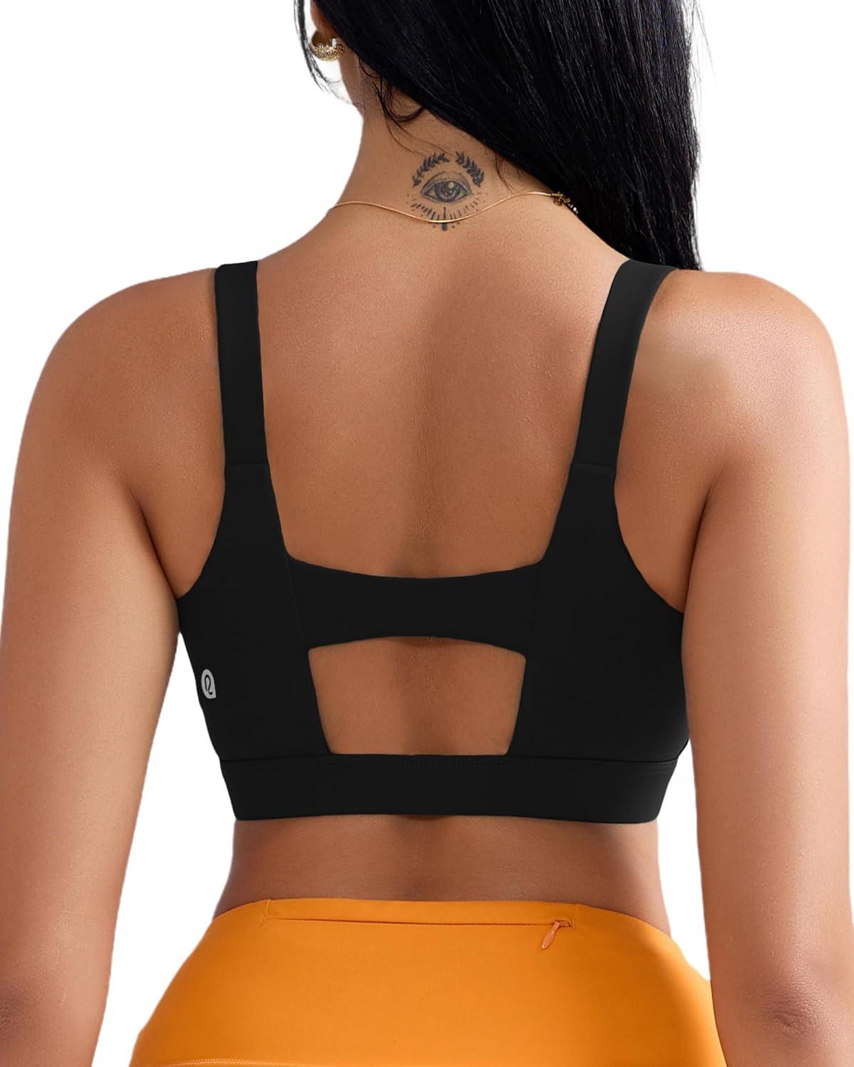 imageRUNNING GIRL Sports Bra for Women High Support Molded Cup High Impact Sports Bras with Sewn in PadsAblack