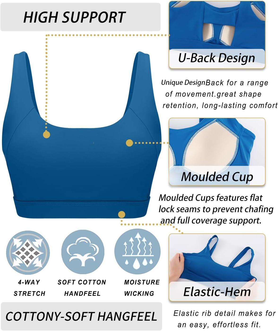 imageRUNNING GIRL Sports Bra for Women High Support Molded Cup High Impact Sports Bras with Sewn in PadsAdark Blue