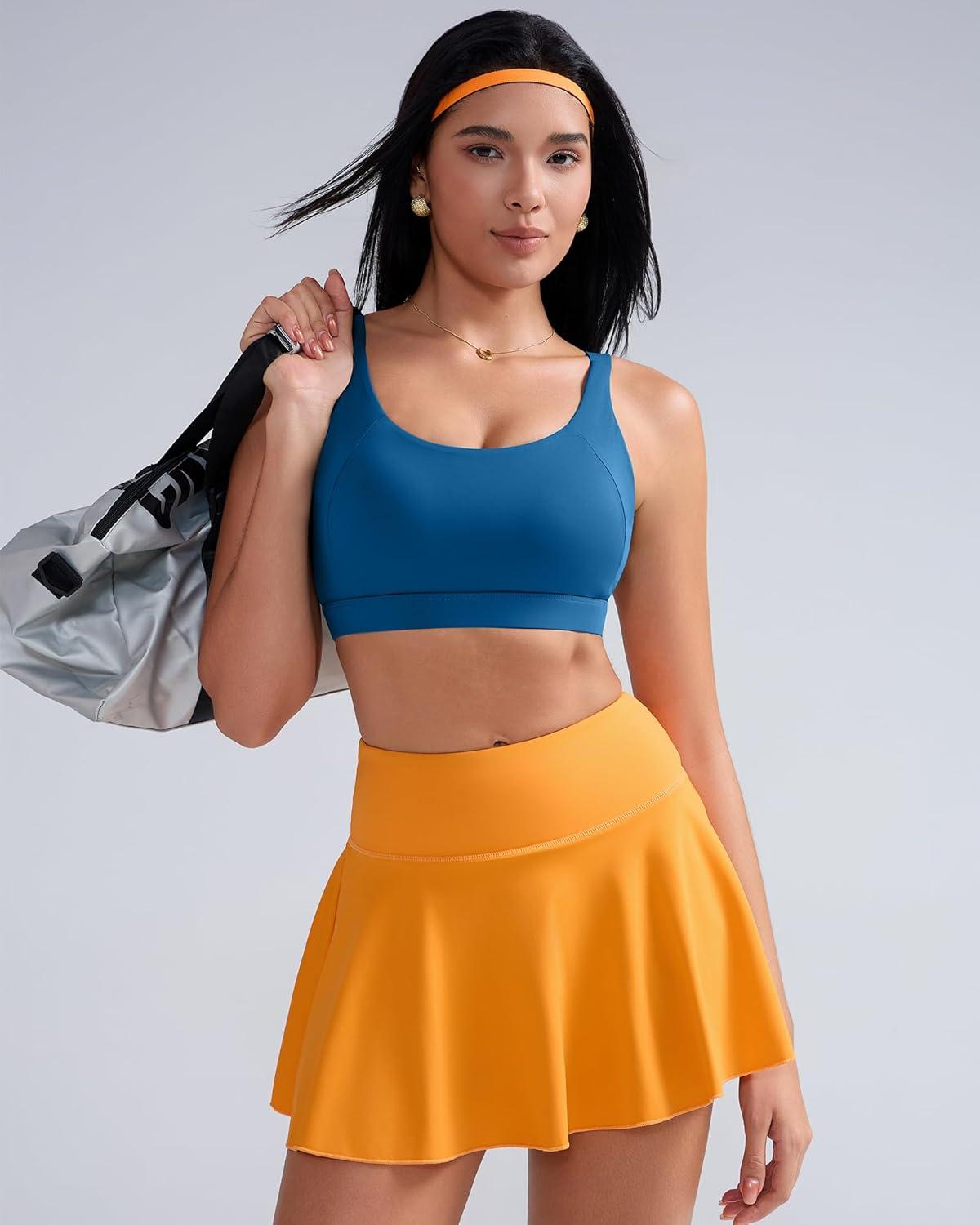 imageRUNNING GIRL Sports Bra for Women High Support Molded Cup High Impact Sports Bras with Sewn in PadsAdark Blue