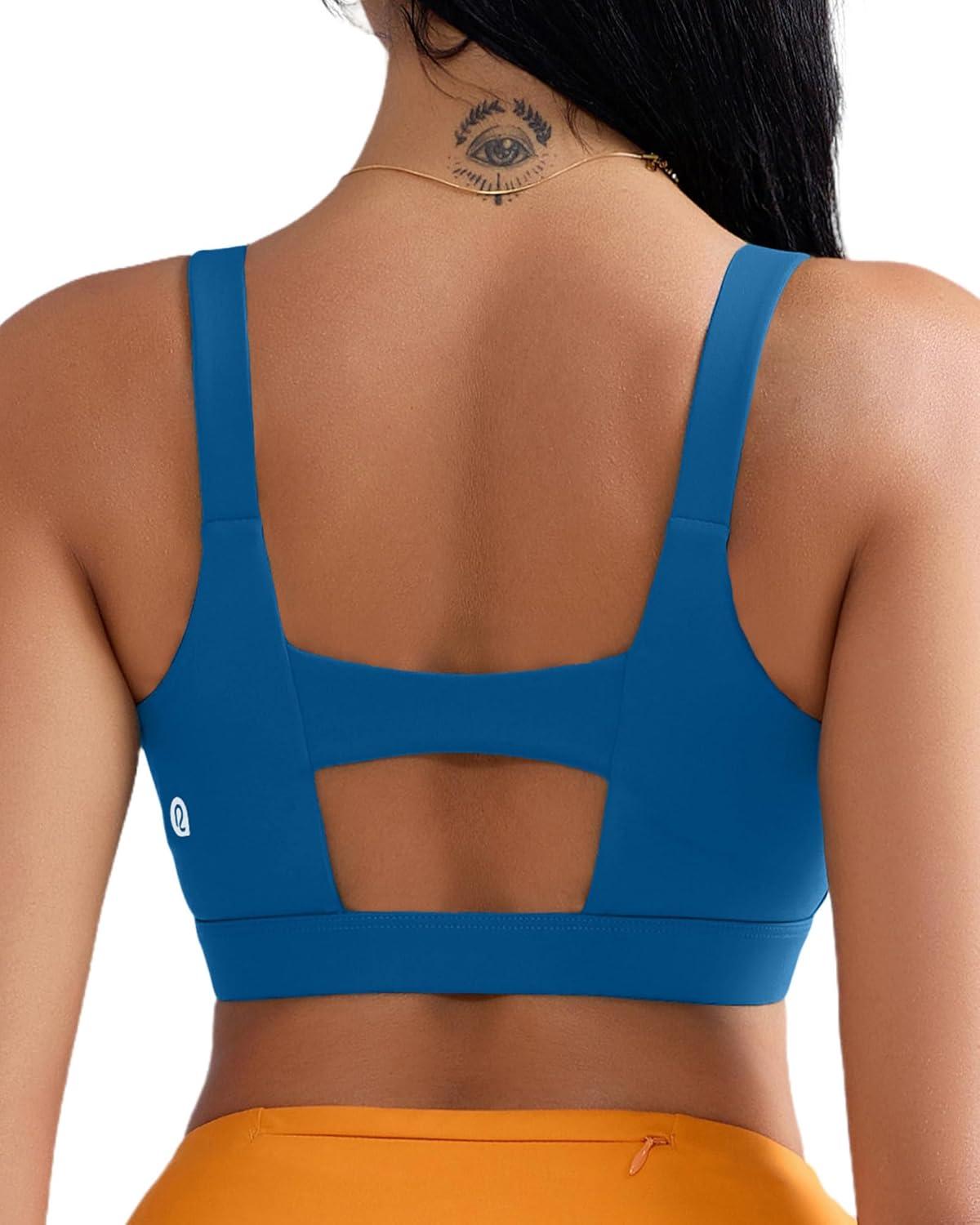imageRUNNING GIRL Sports Bra for Women High Support Molded Cup High Impact Sports Bras with Sewn in PadsAdark Blue
