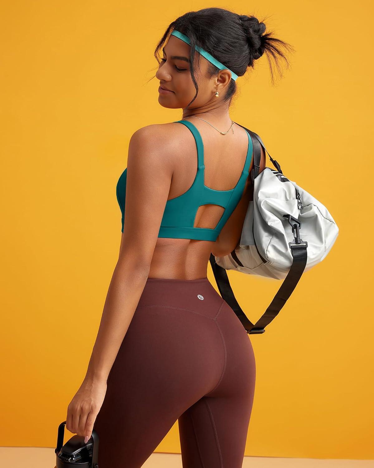 imageRUNNING GIRL Sports Bra for Women High Support Molded Cup High Impact Sports Bras with Sewn in PadsAdark Green