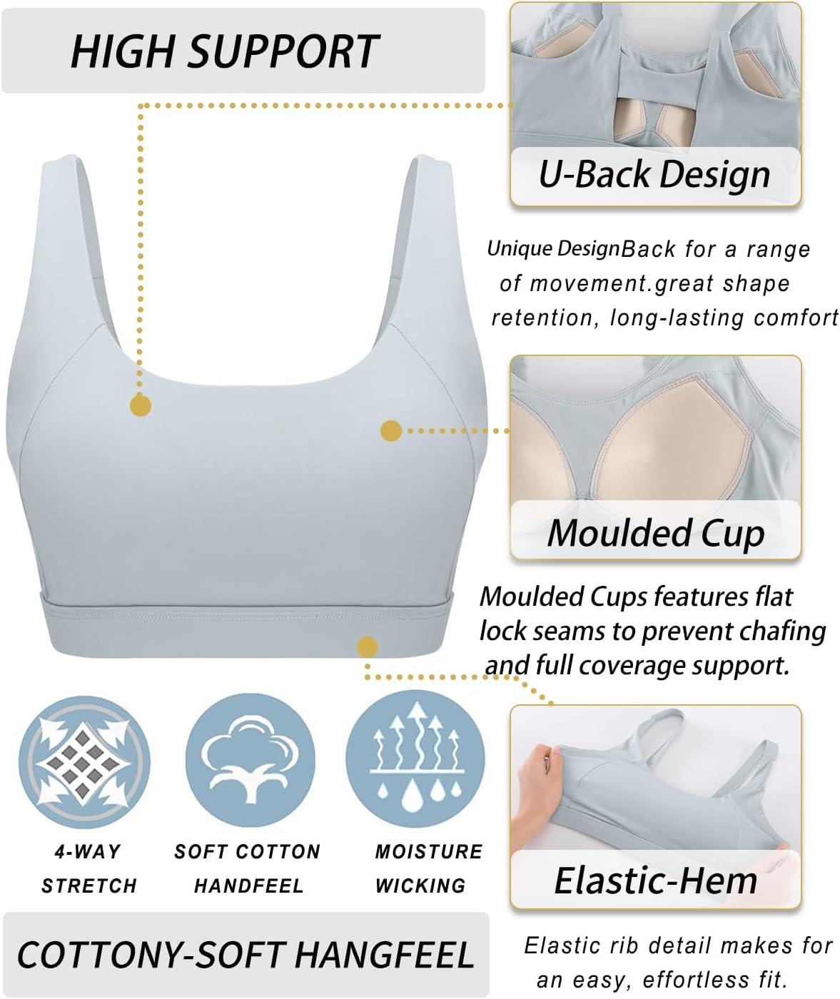 imageRUNNING GIRL Sports Bra for Women High Support Molded Cup High Impact Sports Bras with Sewn in PadsAgrey