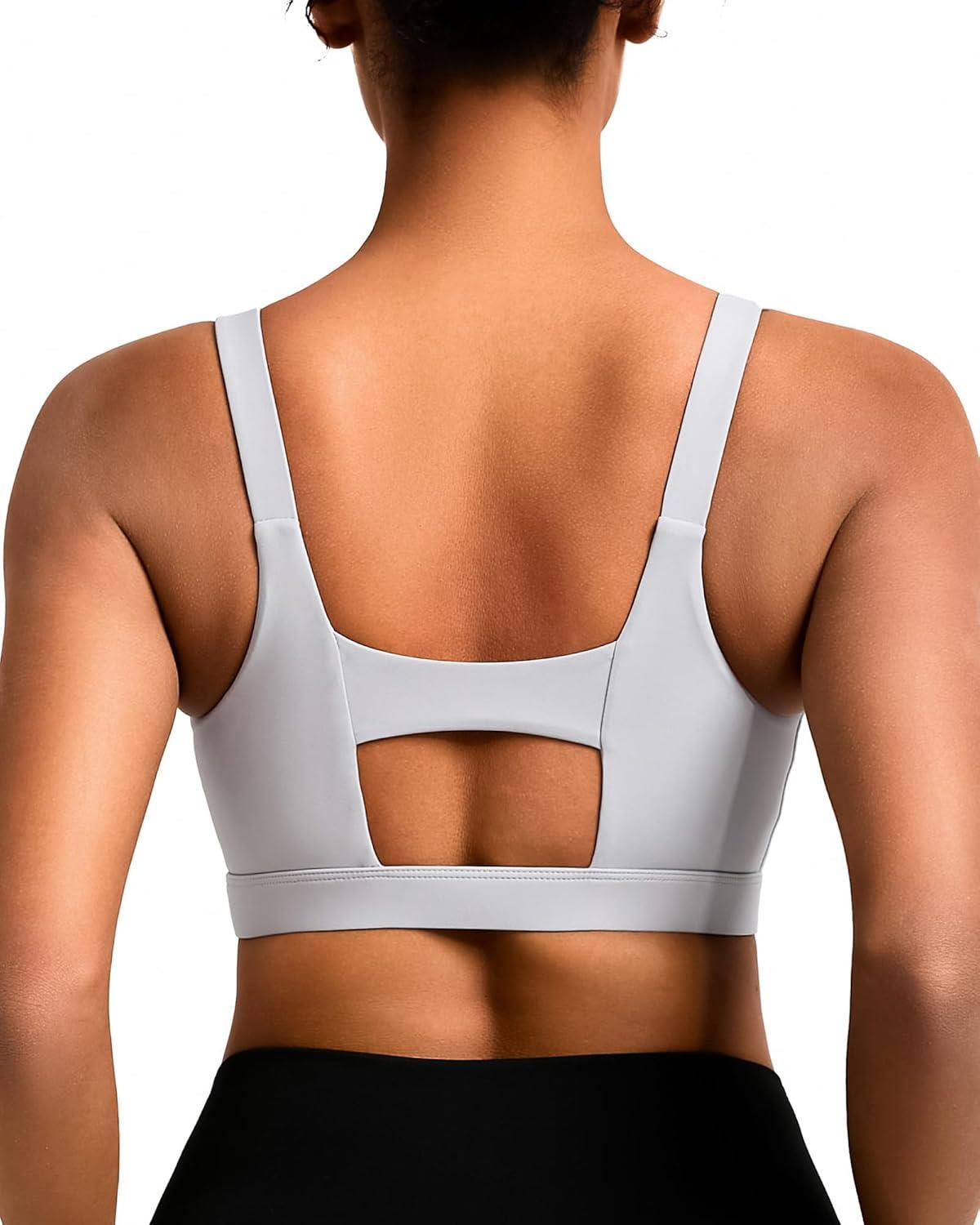 imageRUNNING GIRL Sports Bra for Women High Support Molded Cup High Impact Sports Bras with Sewn in PadsAgrey