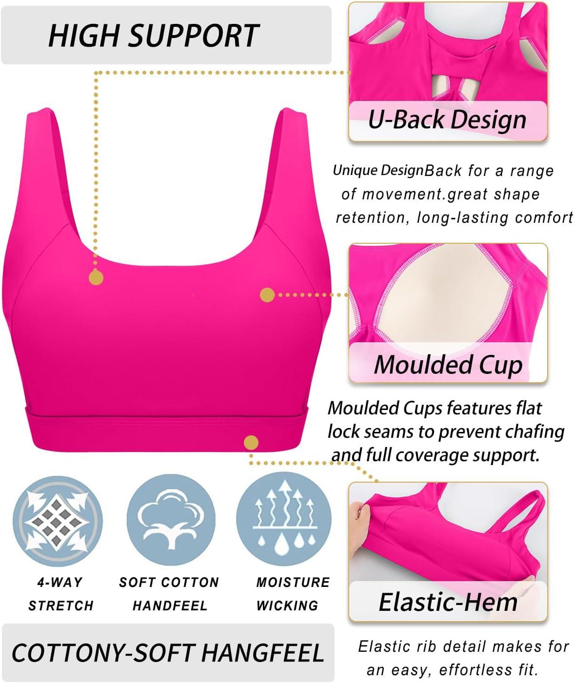imageRUNNING GIRL Sports Bra for Women High Support Molded Cup High Impact Sports Bras with Sewn in PadsAhot Pink