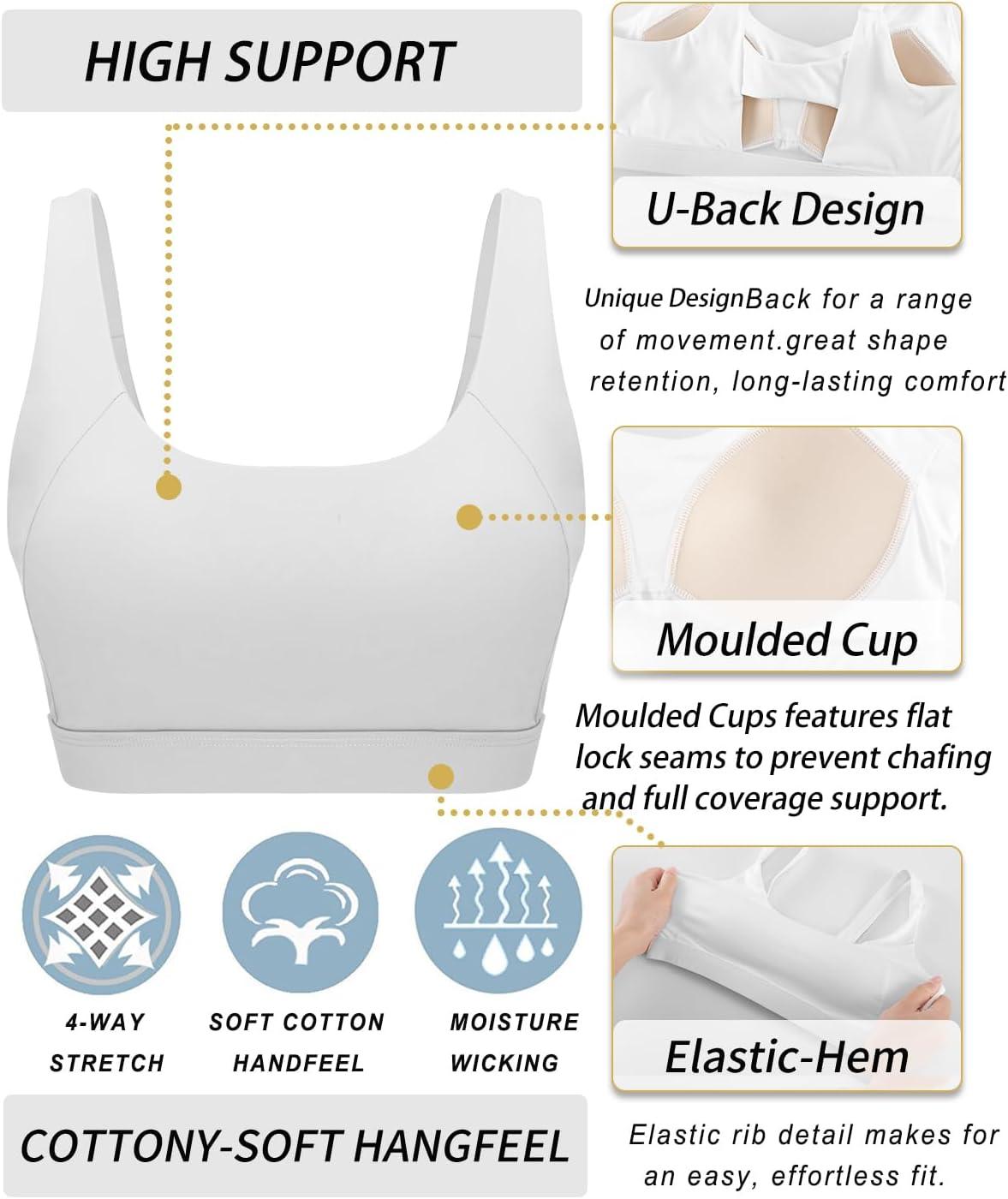 imageRUNNING GIRL Sports Bra for Women High Support Molded Cup High Impact Sports Bras with Sewn in PadsAwhite