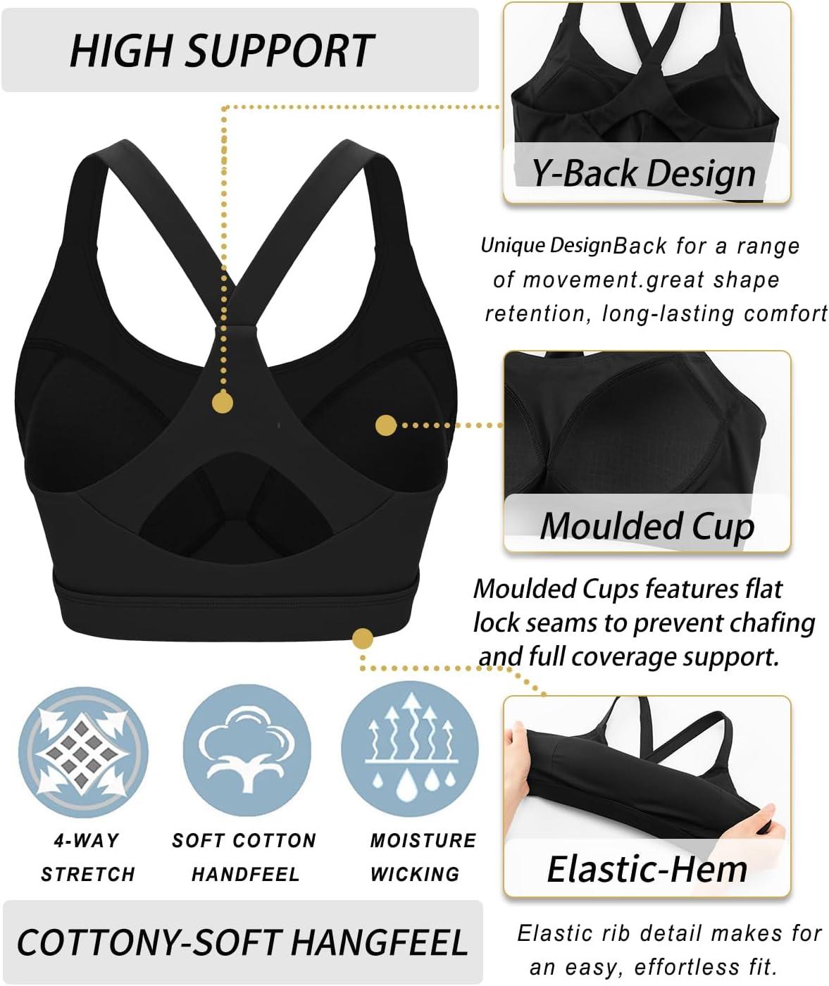 imageRUNNING GIRL Sports Bra for WomenY Back Molded Cup Strappy Running Sports Bra with Sewn in PadsBlack