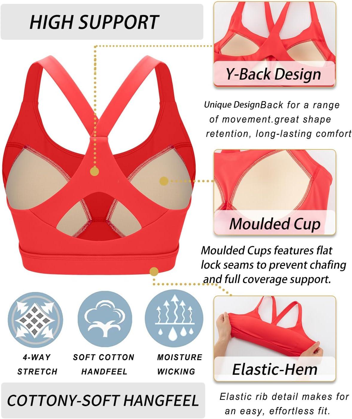 imageRUNNING GIRL Sports Bra for WomenY Back Molded Cup Strappy Running Sports Bra with Sewn in PadsDeep Red
