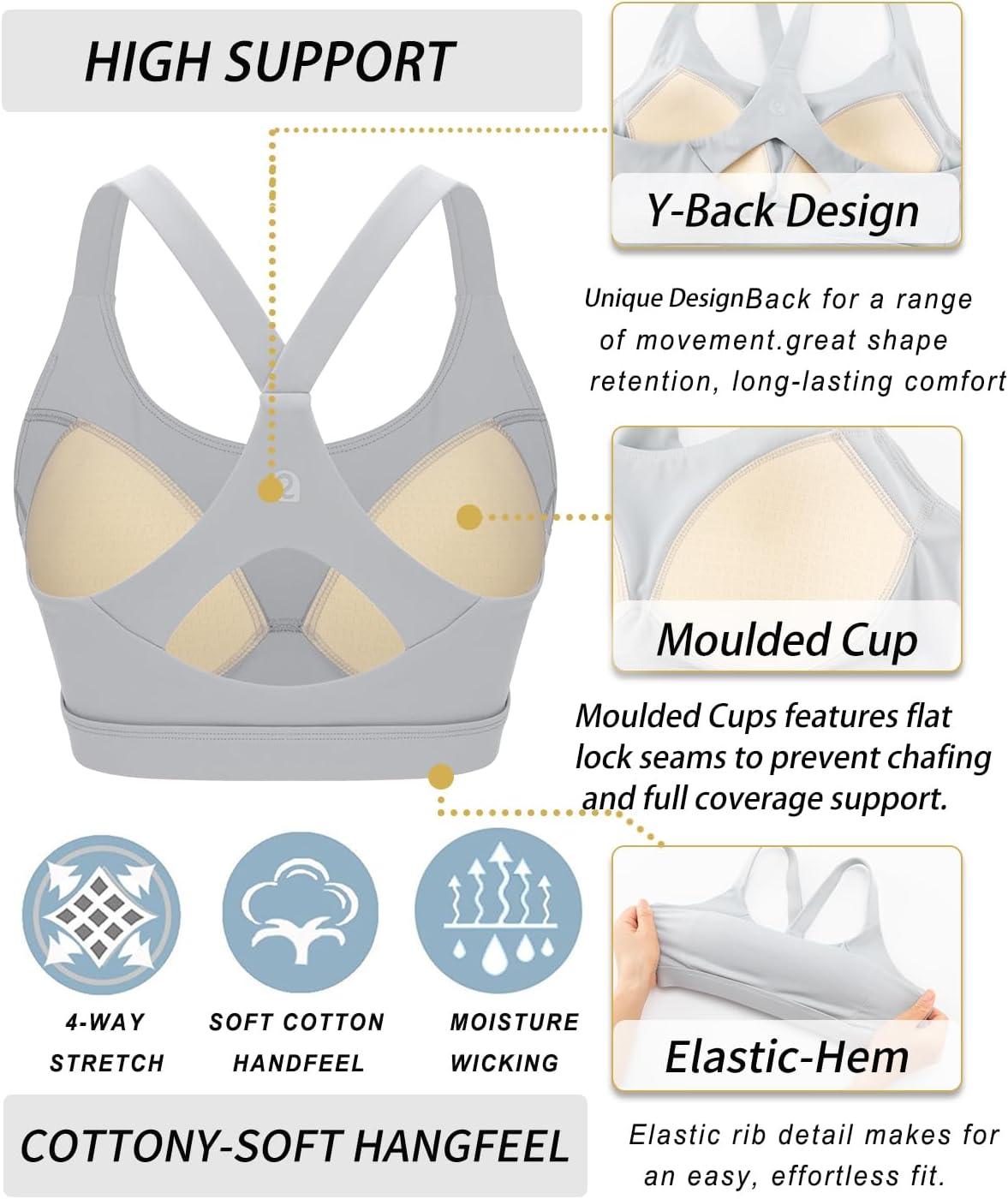 imageRUNNING GIRL Sports Bra for WomenY Back Molded Cup Strappy Running Sports Bra with Sewn in PadsGrey
