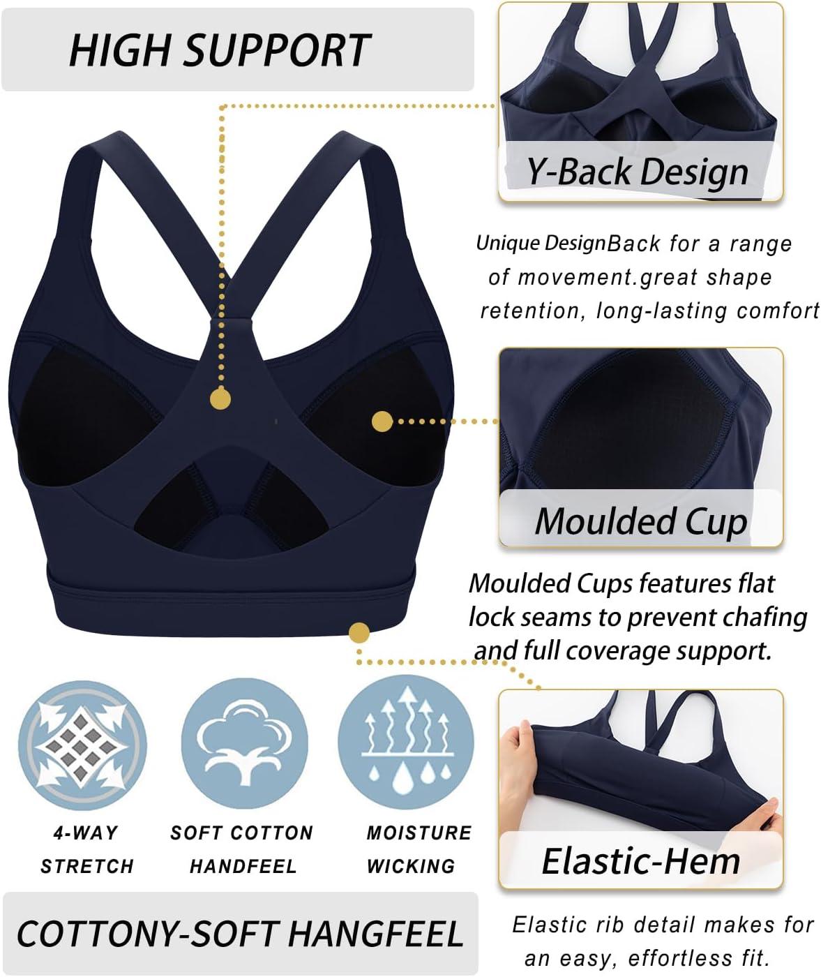 imageRUNNING GIRL Sports Bra for WomenY Back Molded Cup Strappy Running Sports Bra with Sewn in PadsNavy Blue