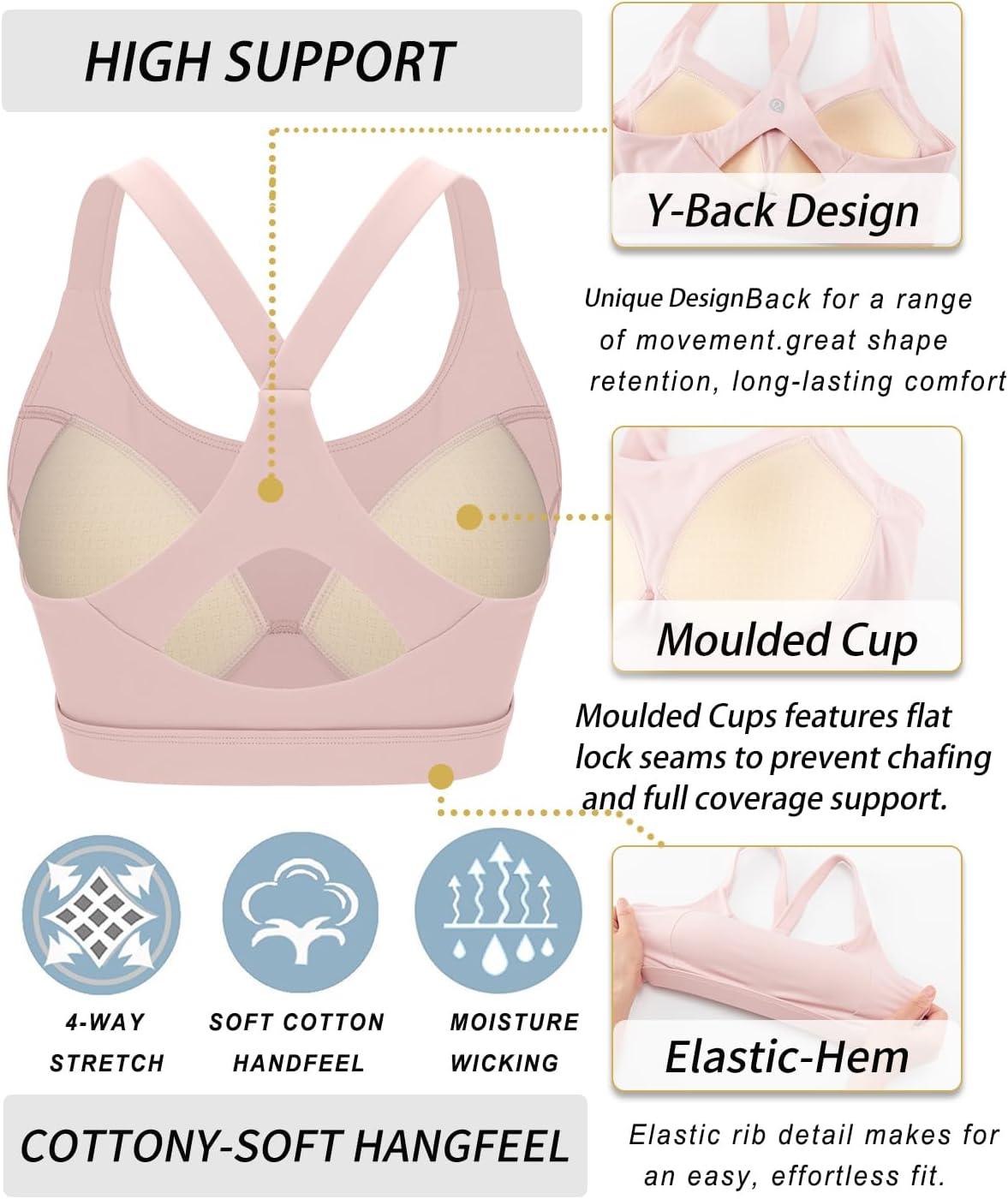 imageRUNNING GIRL Sports Bra for WomenY Back Molded Cup Strappy Running Sports Bra with Sewn in PadsPink