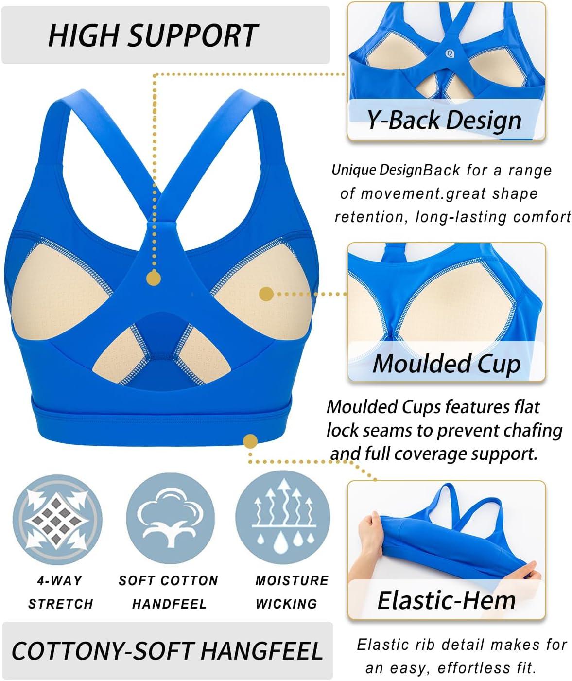 imageRUNNING GIRL Sports Bra for WomenY Back Molded Cup Strappy Running Sports Bra with Sewn in PadsSparkle Blue