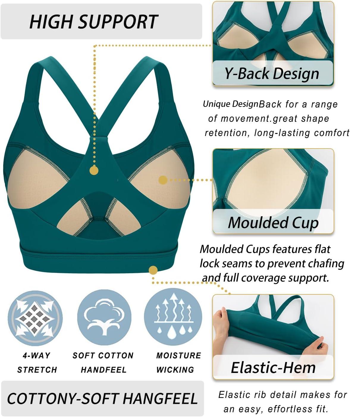 imageRUNNING GIRL Sports Bra for WomenY Back Molded Cup Strappy Running Sports Bra with Sewn in PadsTeal