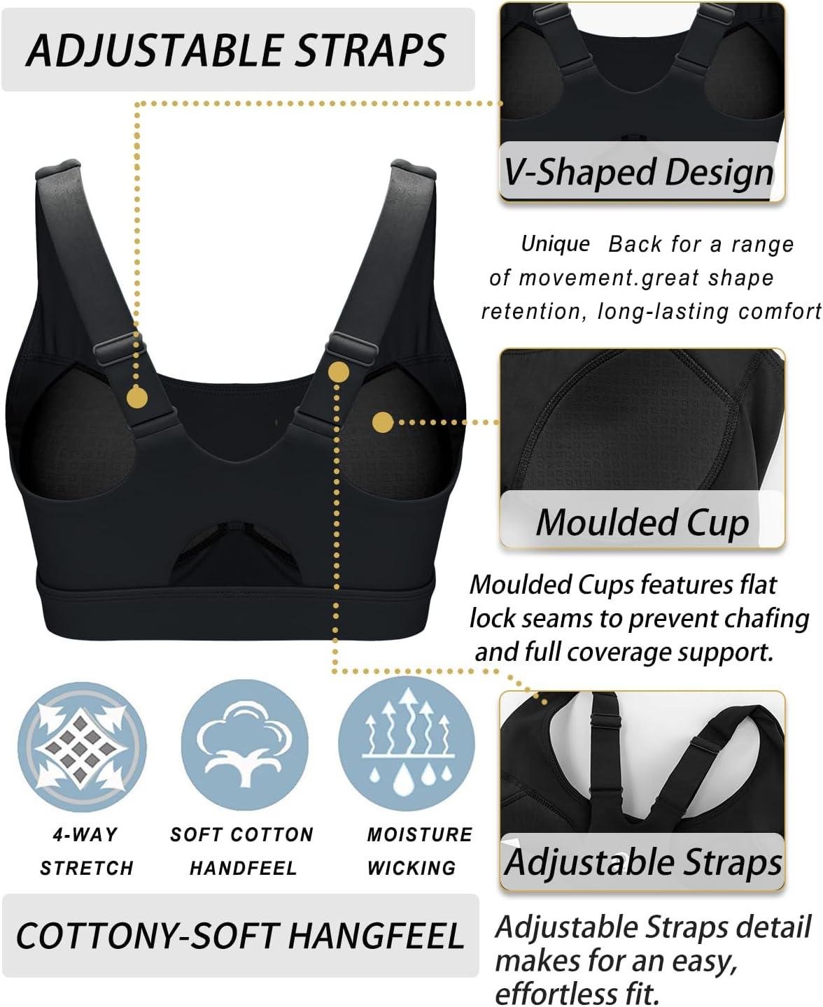 imageRUNNING GIRL Sports Bras for Women High SupportAdjustable Racerback Molded Cup Sports Bra Yoga Athletic Workout BraBlack