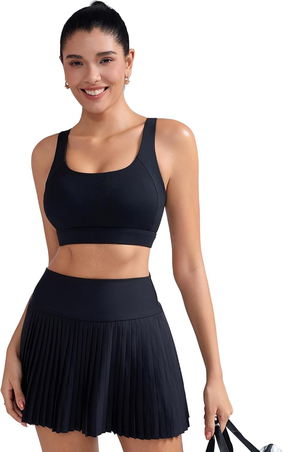 imageRUNNING GIRL Sports Bras for Women High SupportAdjustable Racerback Molded Cup Sports Bra Yoga Athletic Workout BraBlack