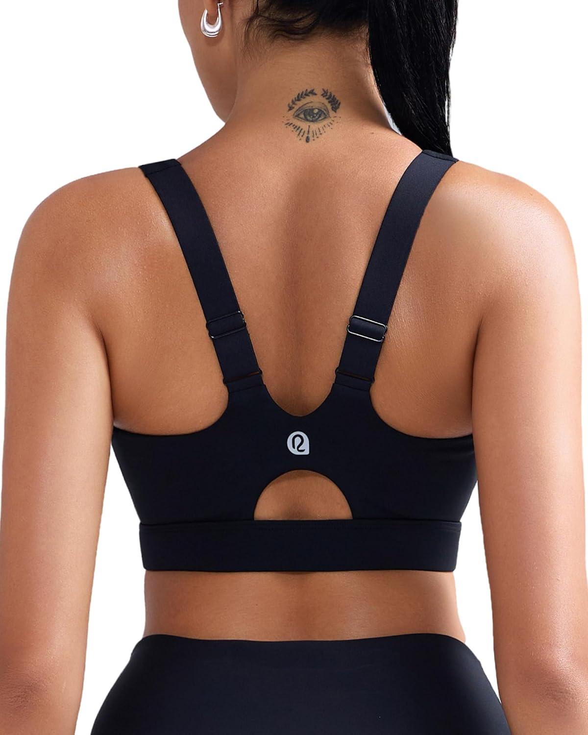 imageRUNNING GIRL Sports Bras for Women High SupportAdjustable Racerback Molded Cup Sports Bra Yoga Athletic Workout BraBlack