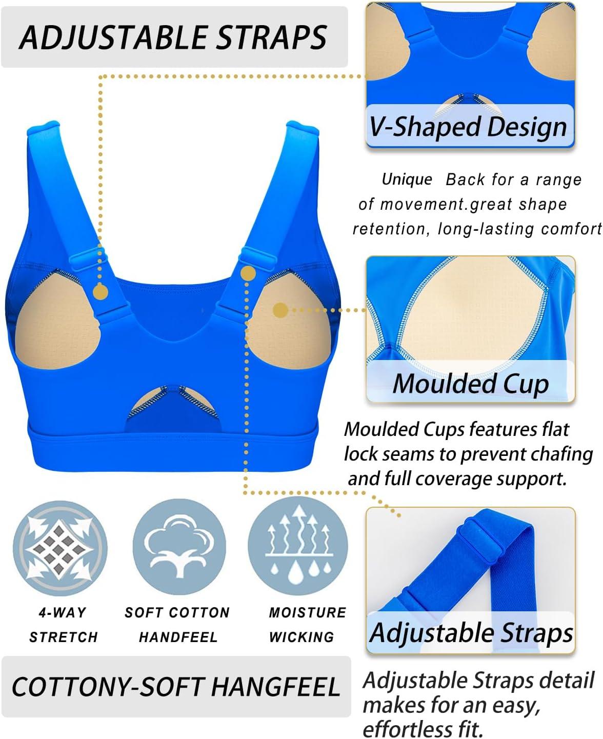 imageRUNNING GIRL Sports Bras for Women High SupportAdjustable Racerback Molded Cup Sports Bra Yoga Athletic Workout BraBlue