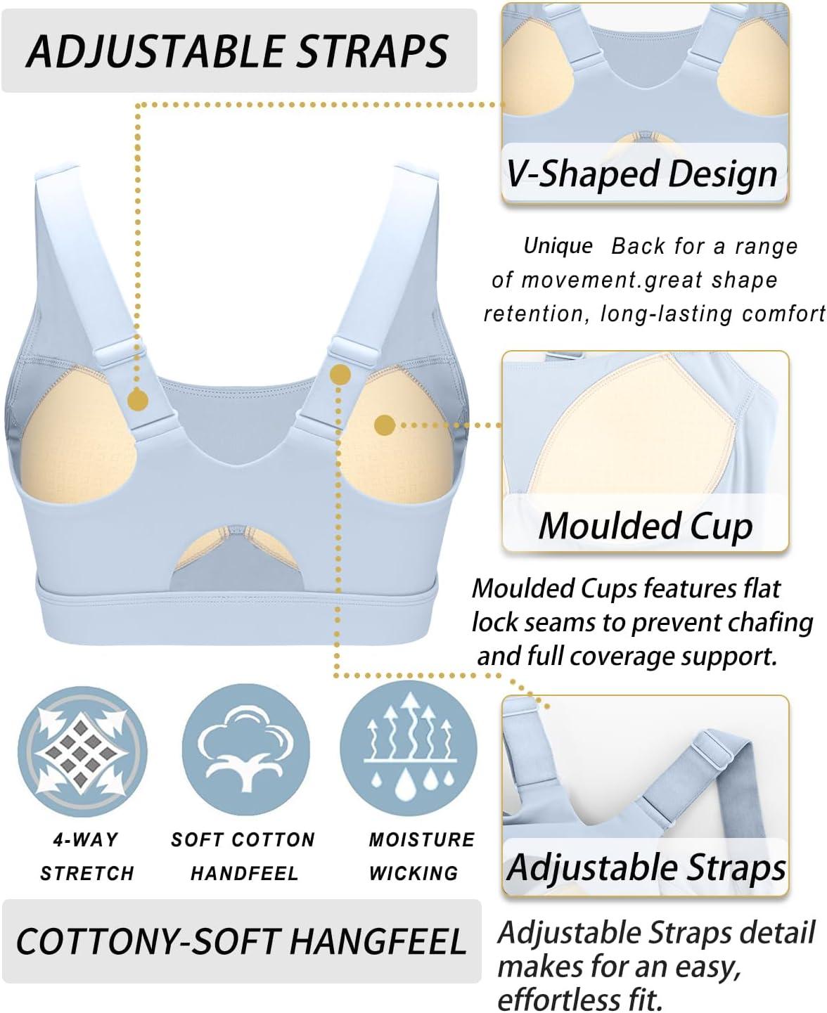 imageRUNNING GIRL Sports Bras for Women High SupportAdjustable Racerback Molded Cup Sports Bra Yoga Athletic Workout BraGrey