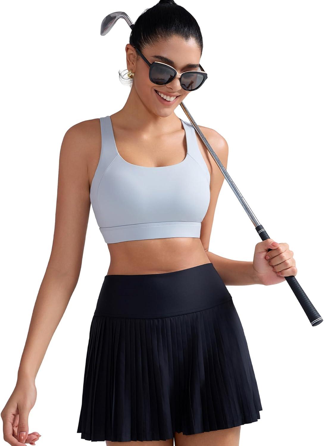 imageRUNNING GIRL Sports Bras for Women High SupportAdjustable Racerback Molded Cup Sports Bra Yoga Athletic Workout BraGrey