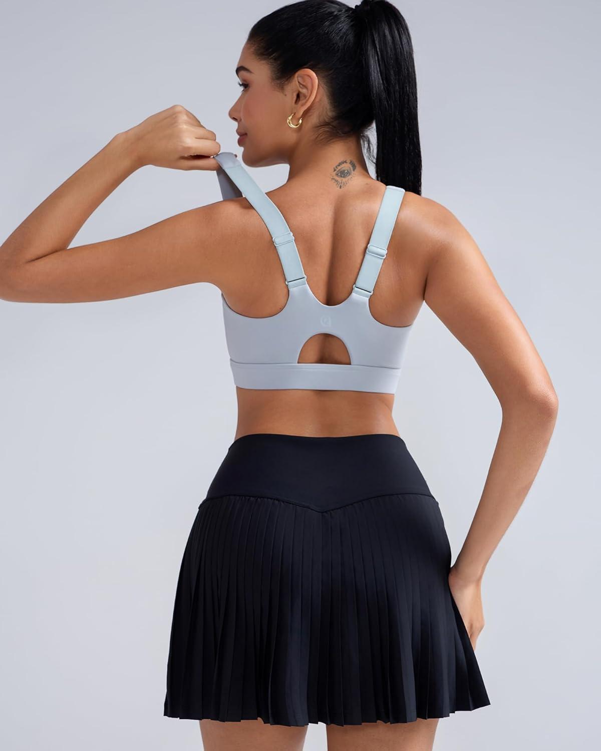 imageRUNNING GIRL Sports Bras for Women High SupportAdjustable Racerback Molded Cup Sports Bra Yoga Athletic Workout BraGrey