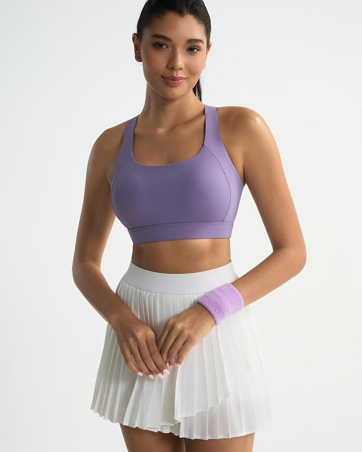 imageRUNNING GIRL Sports Bras for Women High SupportAdjustable Racerback Molded Cup Sports Bra Yoga Athletic Workout BraMisty Purple