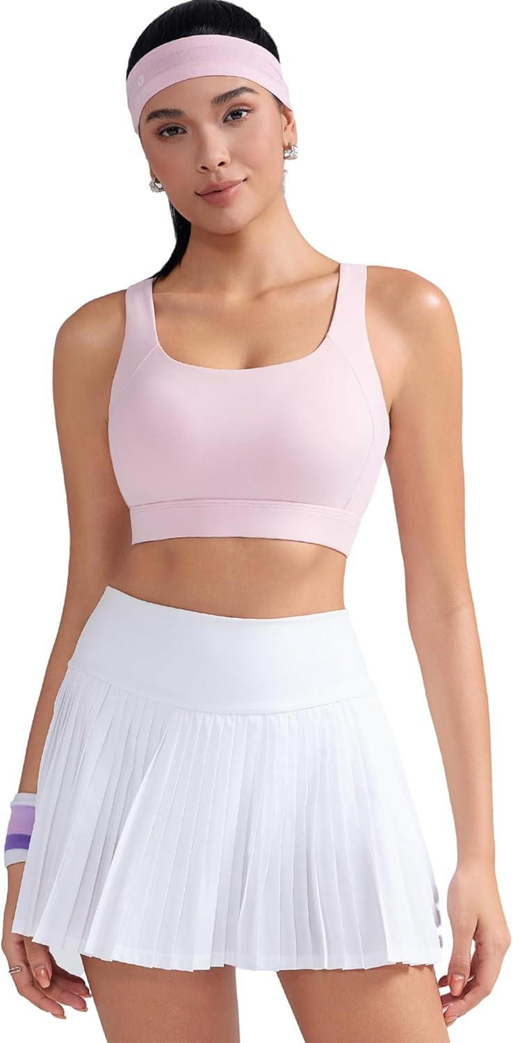 imageRUNNING GIRL Sports Bras for Women High SupportAdjustable Racerback Molded Cup Sports Bra Yoga Athletic Workout BraPink