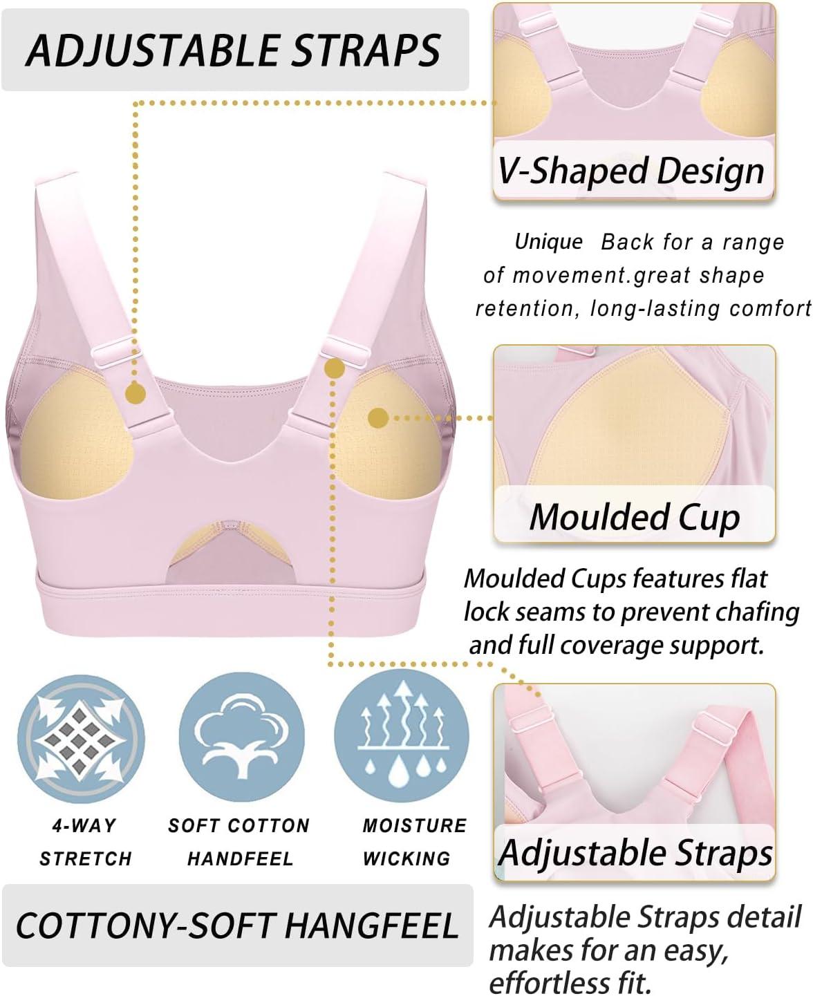 imageRUNNING GIRL Sports Bras for Women High SupportAdjustable Racerback Molded Cup Sports Bra Yoga Athletic Workout BraPink