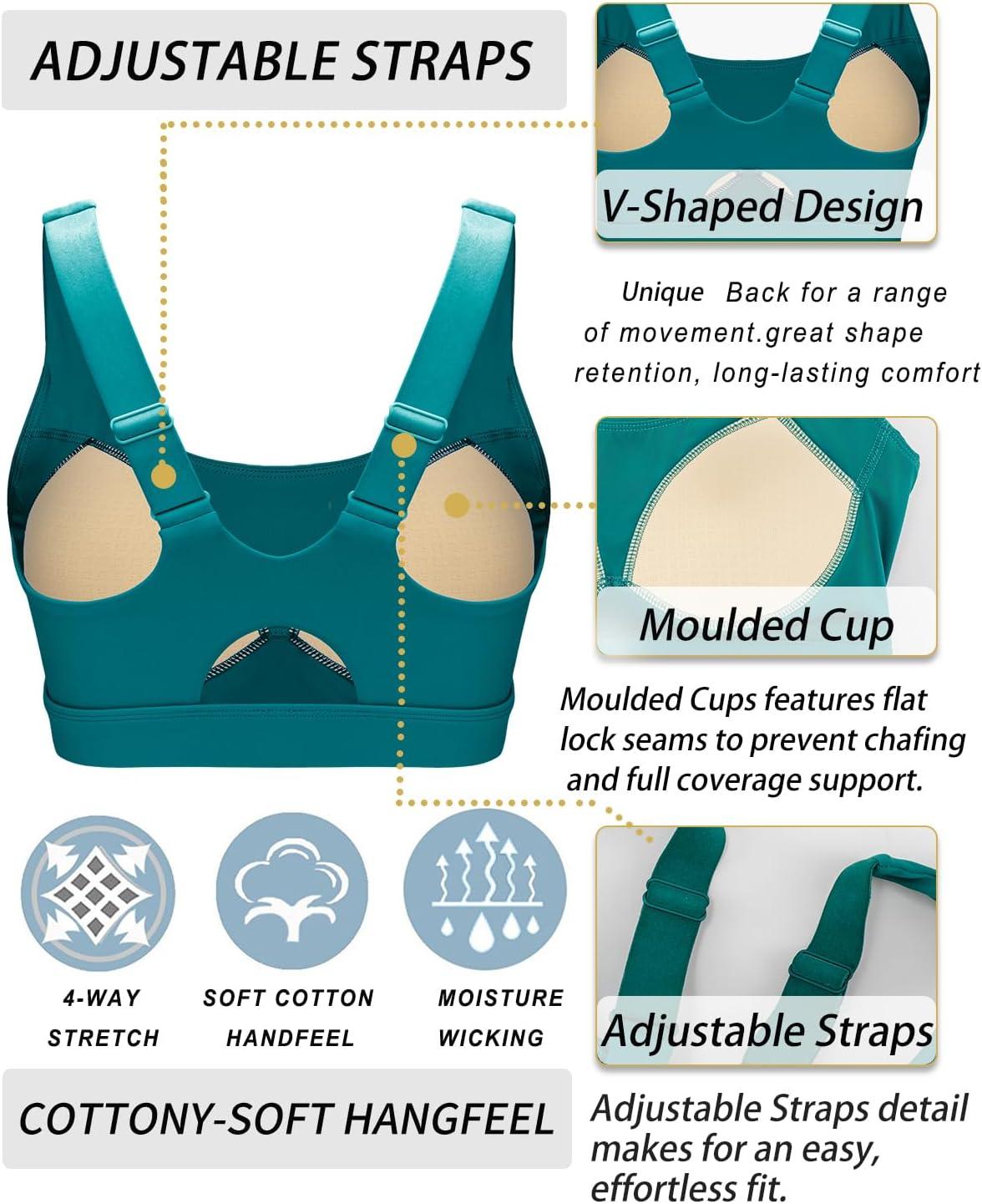 imageRUNNING GIRL Sports Bras for Women High SupportAdjustable Racerback Molded Cup Sports Bra Yoga Athletic Workout BraTeal