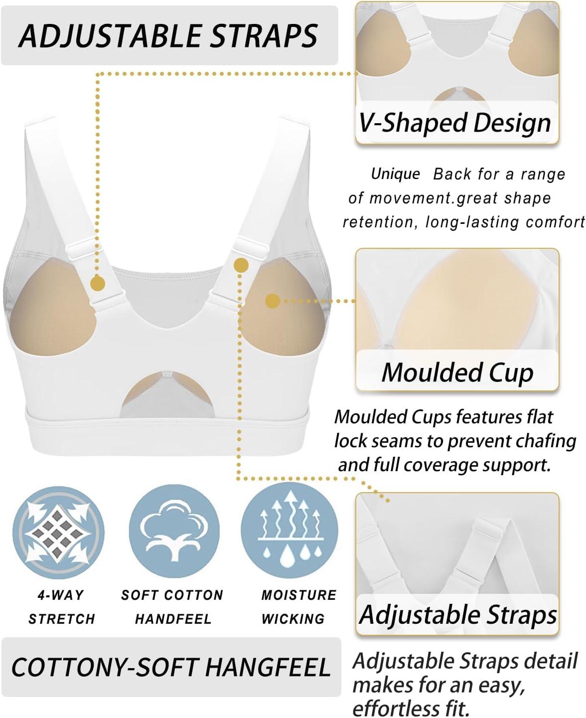 imageRUNNING GIRL Sports Bras for Women High SupportAdjustable Racerback Molded Cup Sports Bra Yoga Athletic Workout BraWhite