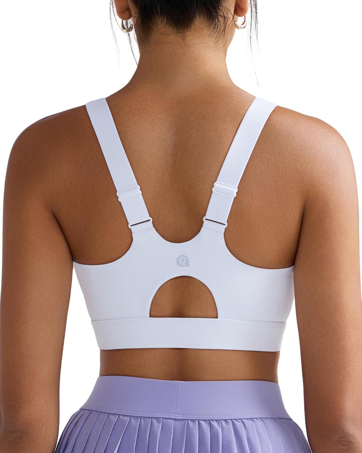 imageRUNNING GIRL Sports Bras for Women High SupportAdjustable Racerback Molded Cup Sports Bra Yoga Athletic Workout BraWhite