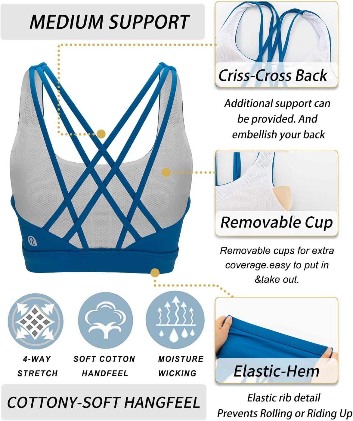 imageRUNNING GIRL Sports Bras for Women MediumHigh Impact Running Strappy Sports Bra with Removable PadsRoyal Blue