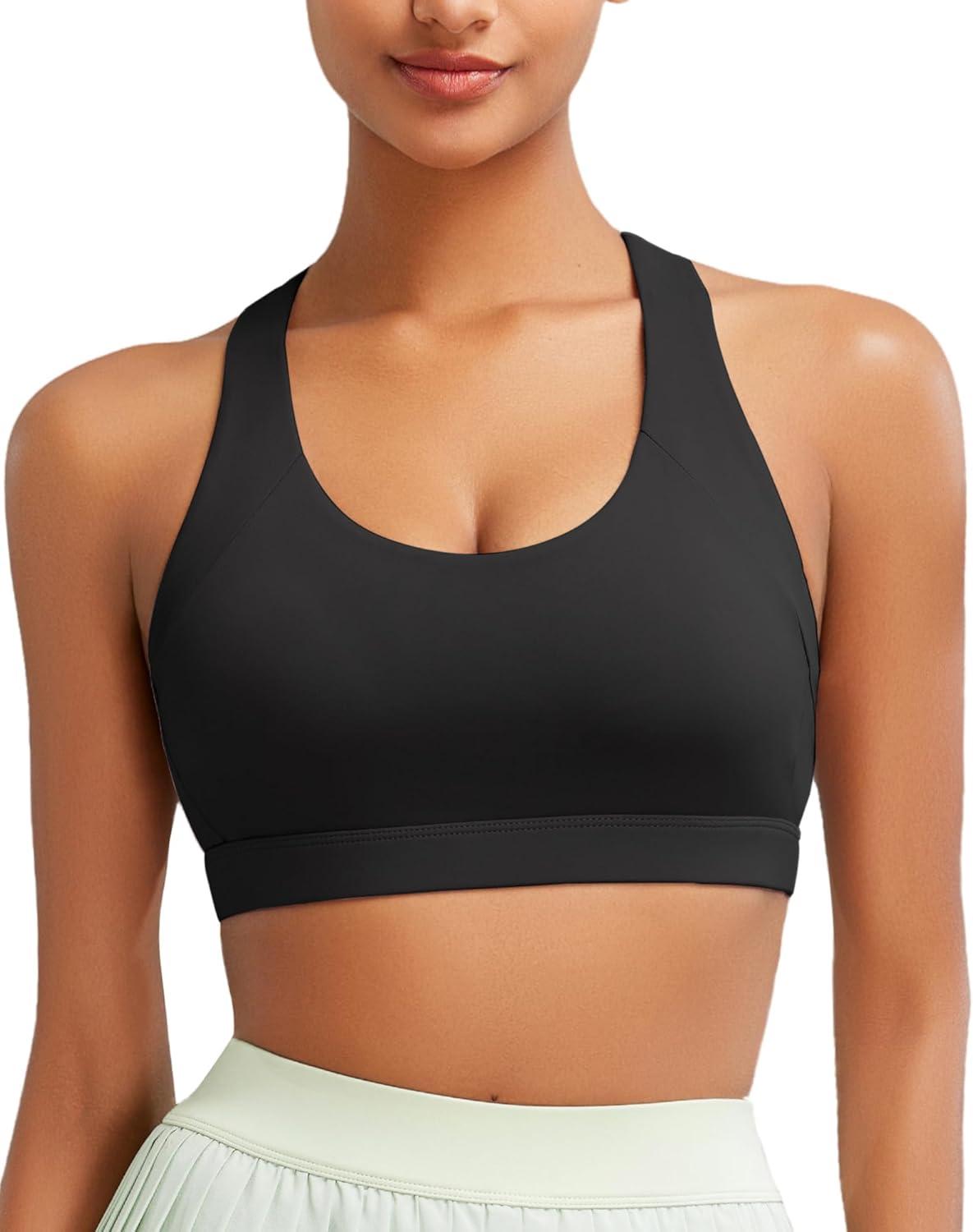 imageRUNNING GIRL Sports Bras for Women Strappy Running Workout Medium Support Sports Bras with Removable Cups